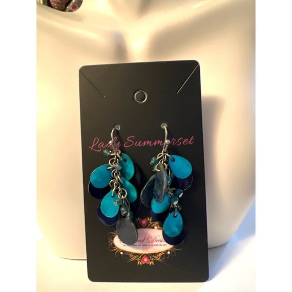 Vintage Blue Cha-Cha Earrings - Picture 9 of 9